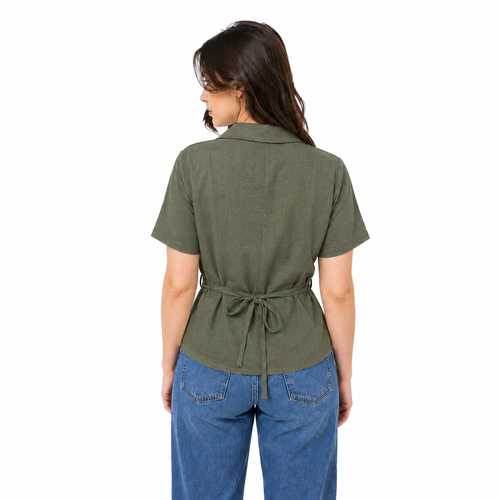 Luna linen blouse, Olive