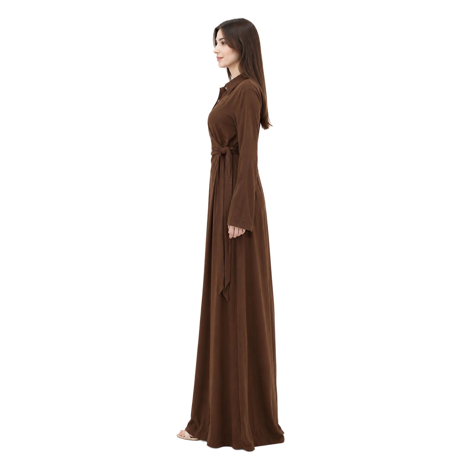 Estelle Flare Sleeve Maxi Dress, Brown