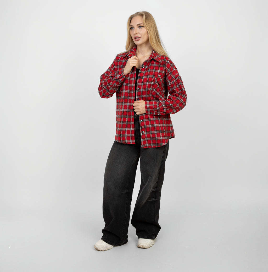 قميص نوم طويل الأكمام فضفاض من La Reine Red BORDEAUX 