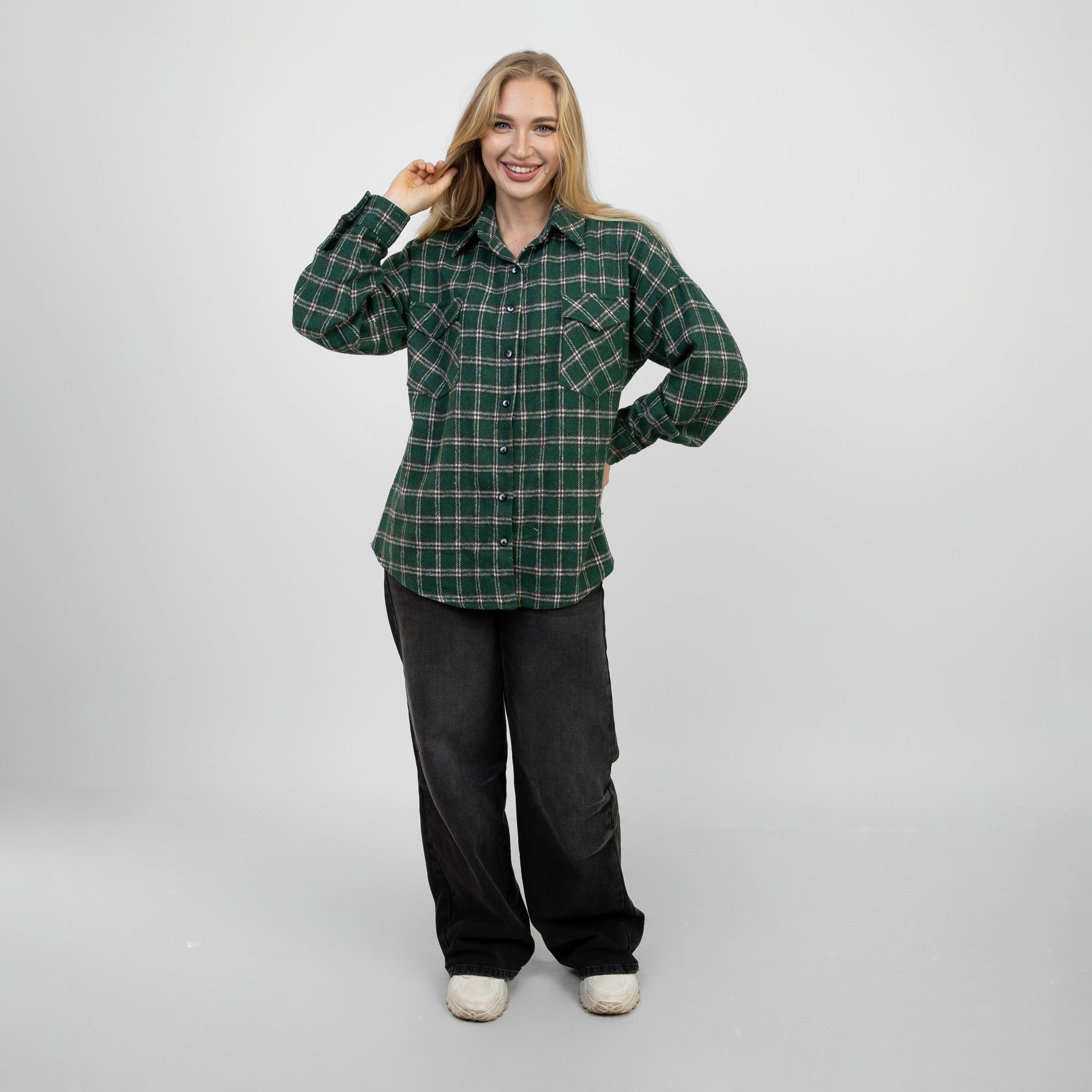 La Reine Green BORDEAUX Oversized Long Sleeve Chemise