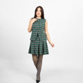 La Reine Green Plaid Checked Pleated Set, Vest & Skirt [Bundle]