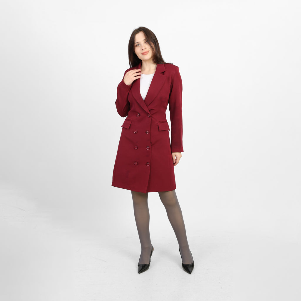 La Reine Burgundy A-Line Blazer Dress