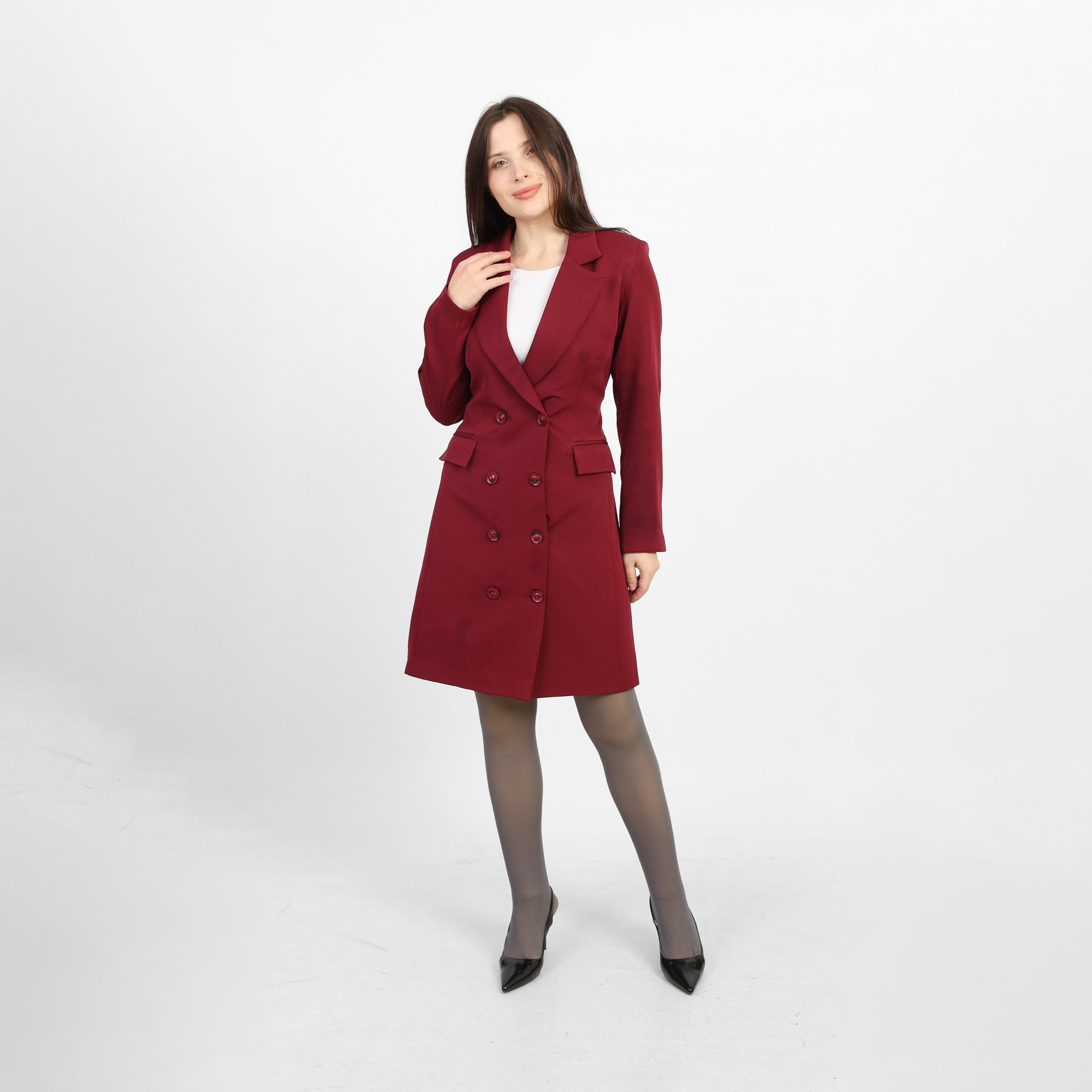 La Reine Burgundy A-Line Blazer Dress