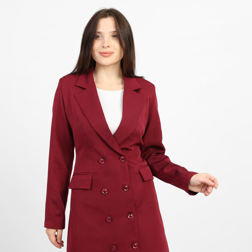 La Reine Burgundy A-Line Blazer Dress