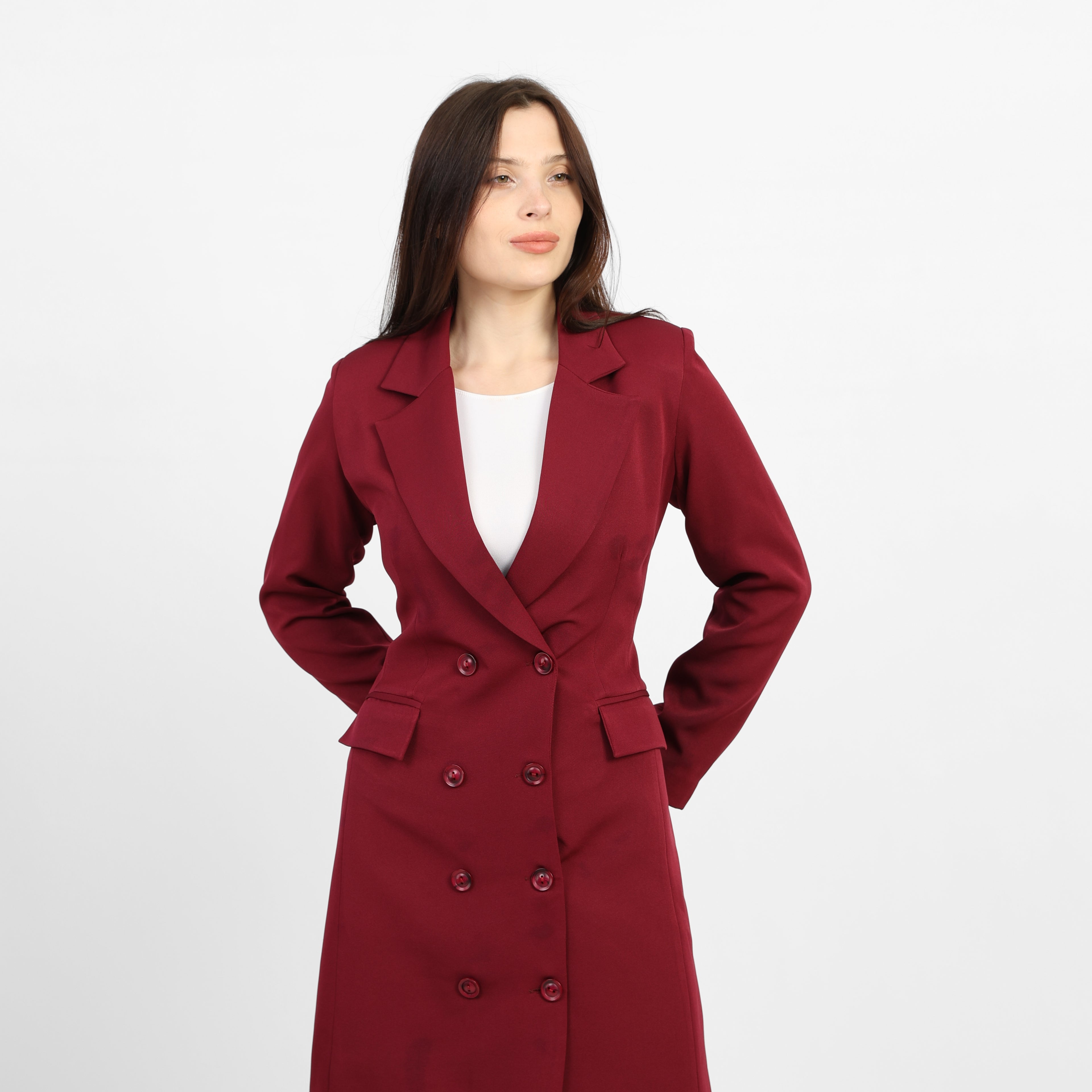 La Reine Burgundy A-Line Blazer Dress