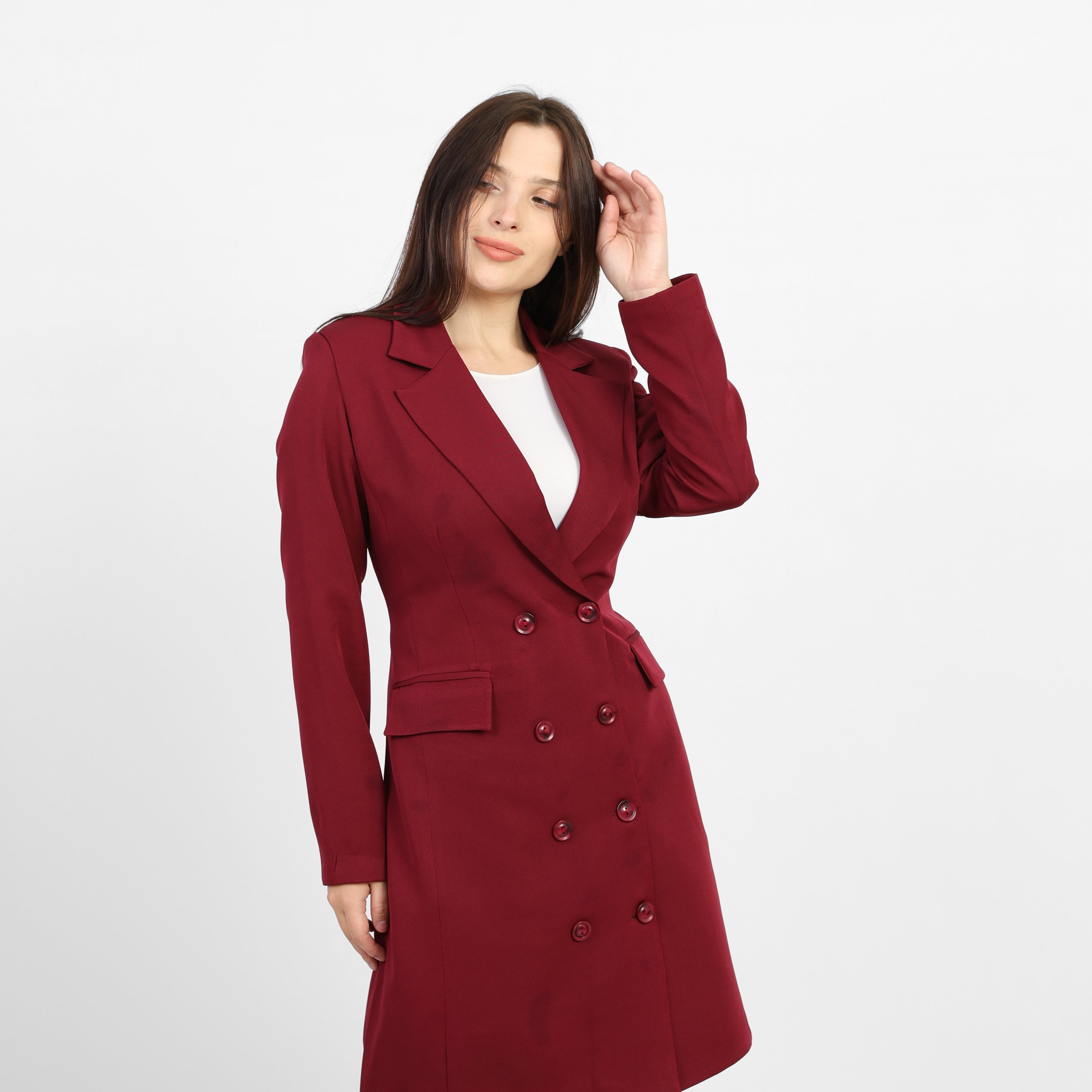 La Reine Burgundy A-Line Blazer Dress