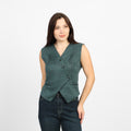 La Reine Teal Suede Classic V-Neck Vest