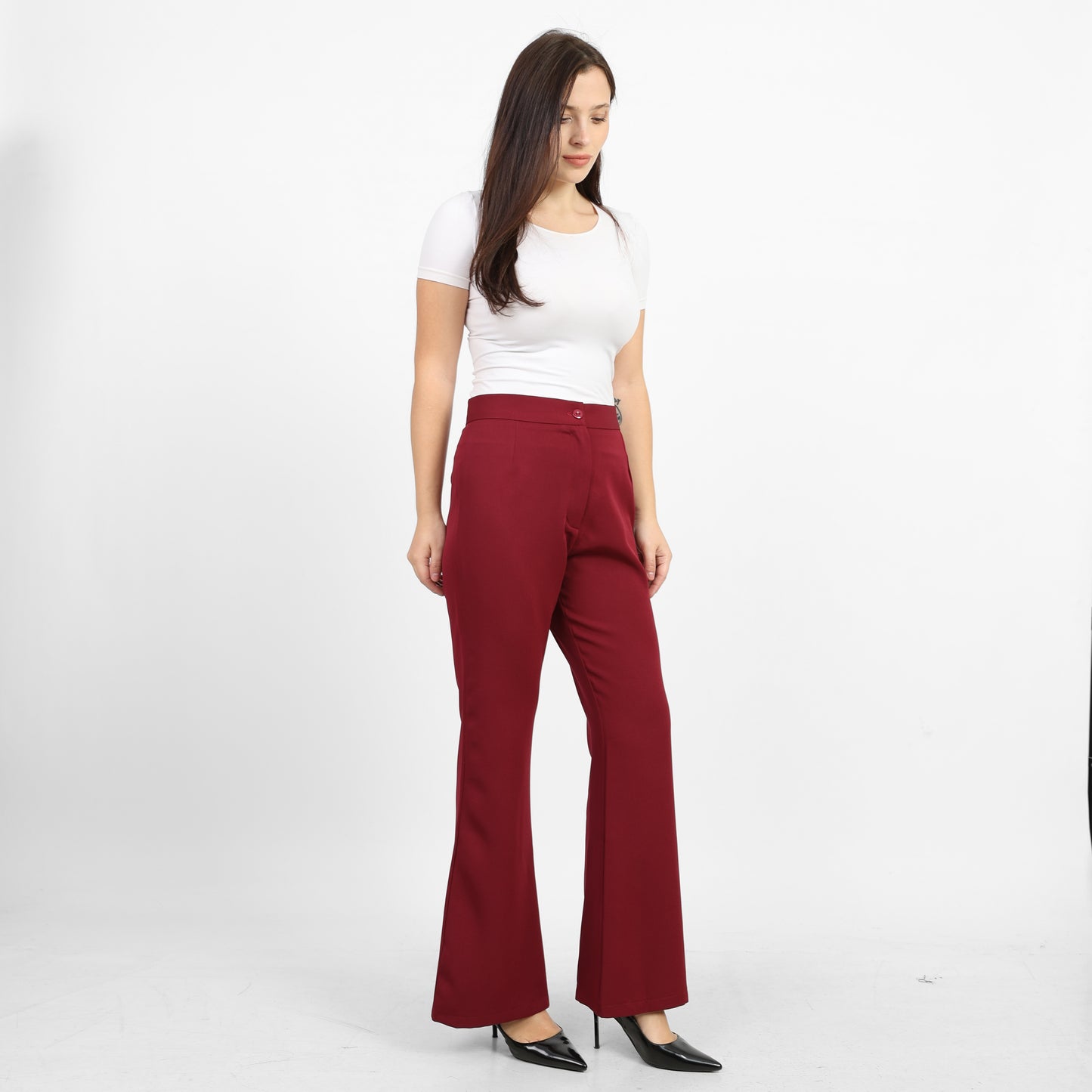 La Reine Burgundy Formal Flare Pants