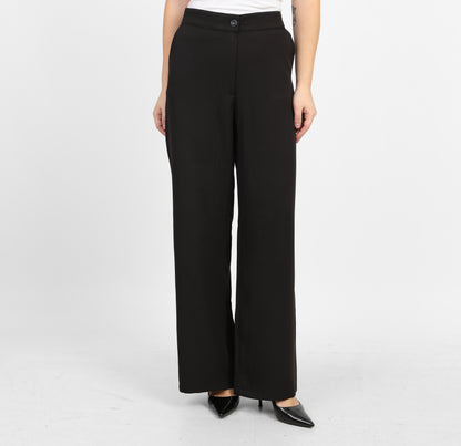 La Reine Black Classic High Waist Wide-Leg Pants