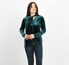 بلوزة لا رين أوليف ذات تصميم أمامي مكشكش وربطة عنق 