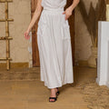La Reine White Long Skirt With Side Pockets
