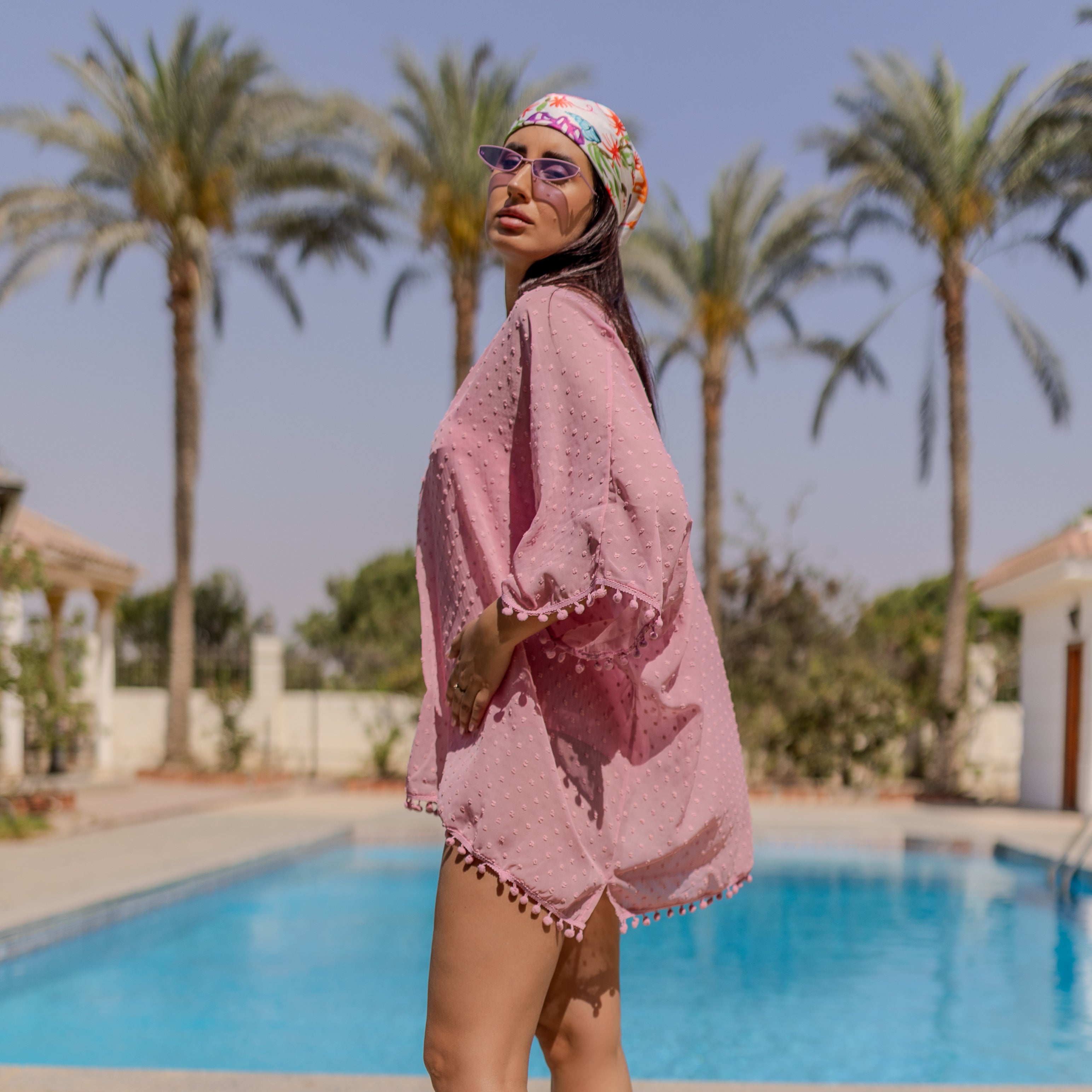 La Reine Embroidered Swiss Dot Rose Cover-Up