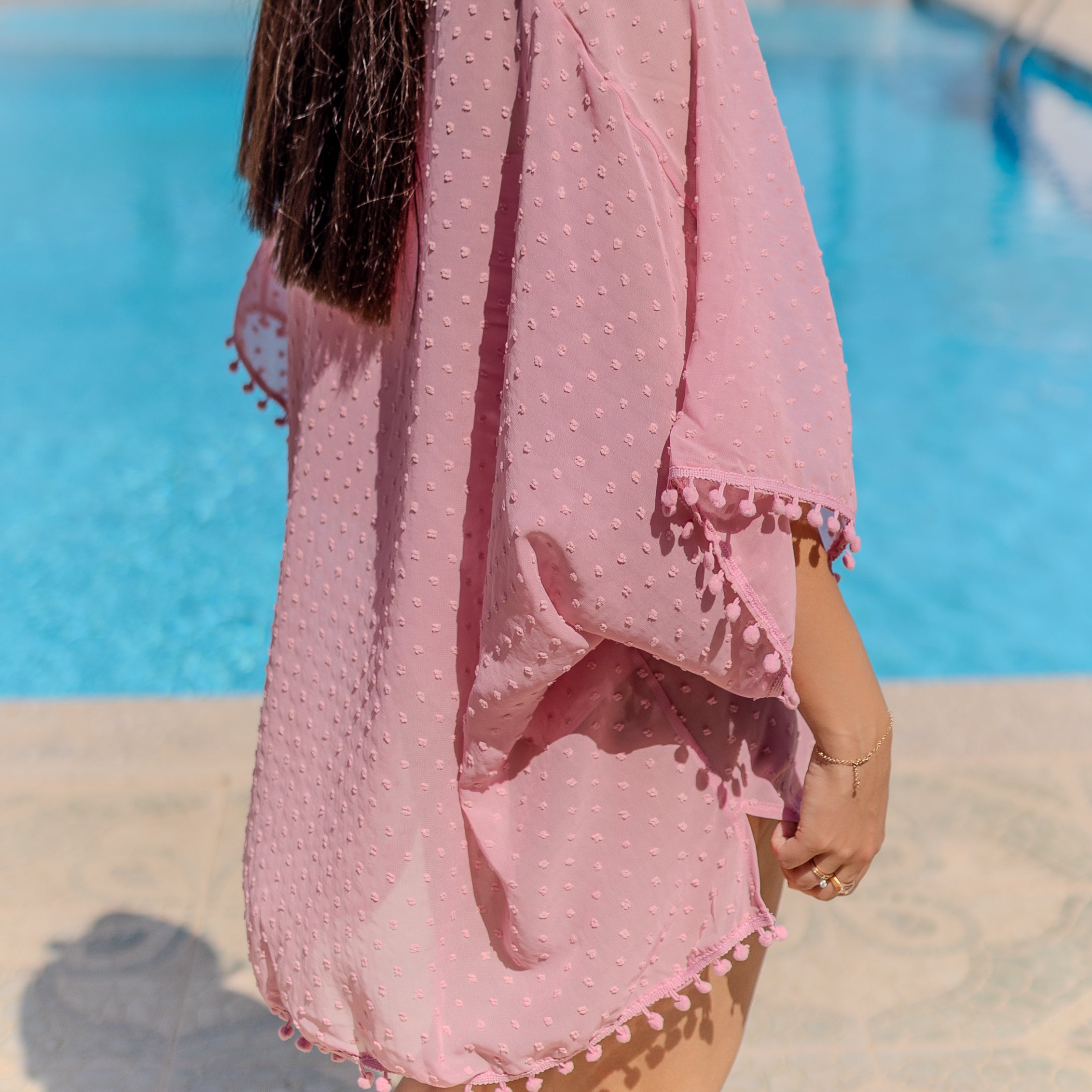 La Reine Embroidered Swiss Dot Rose Cover-Up