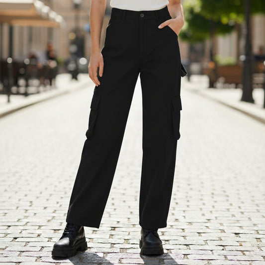 La Reine Black Cargo Gabardine Pants
