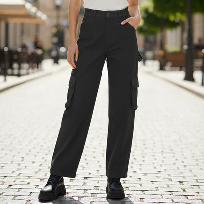 La Reine Black Cargo Gabardine Pants