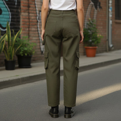 La Reine Olive Cargo Gabardine Pants