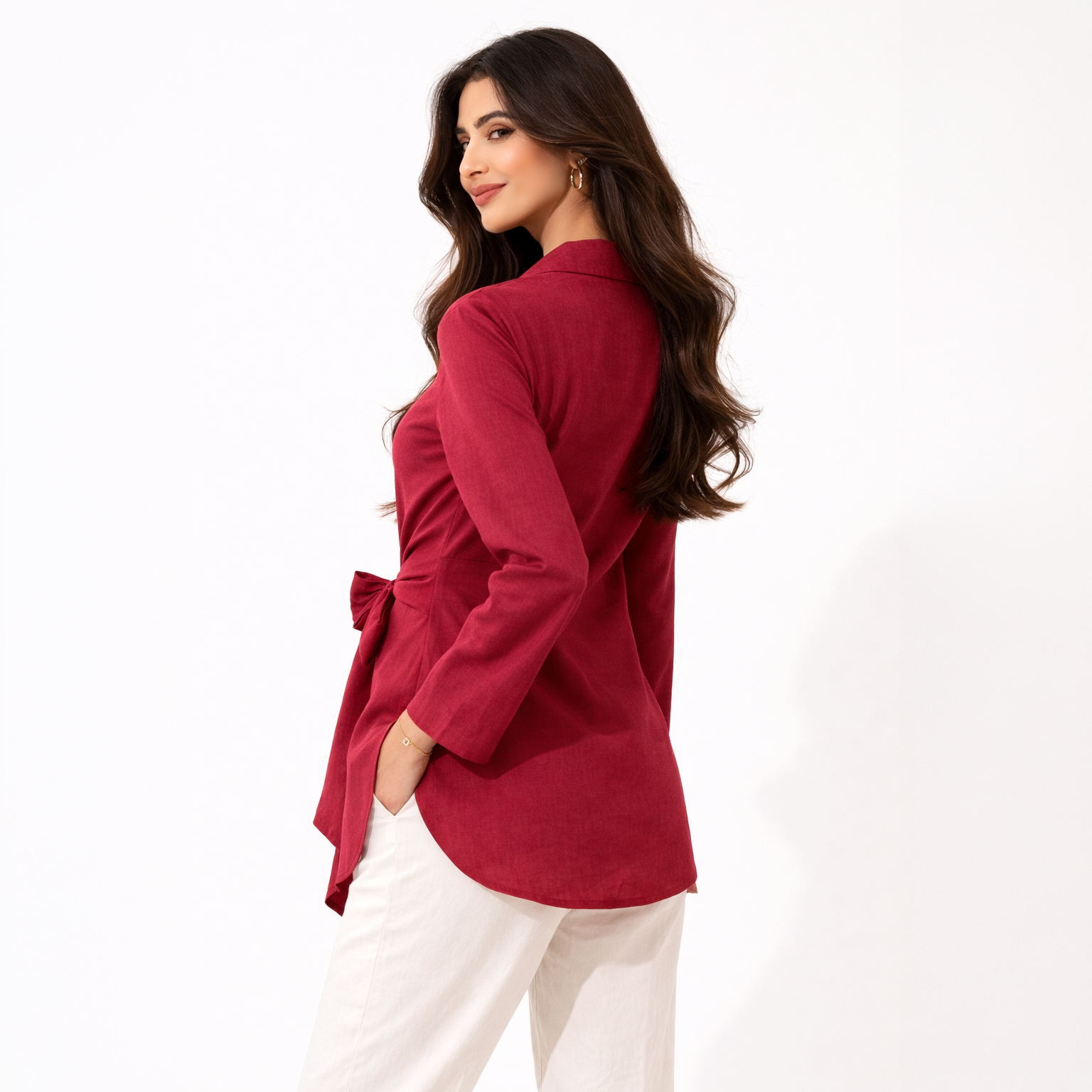 Peplum Blouse, Burgundy