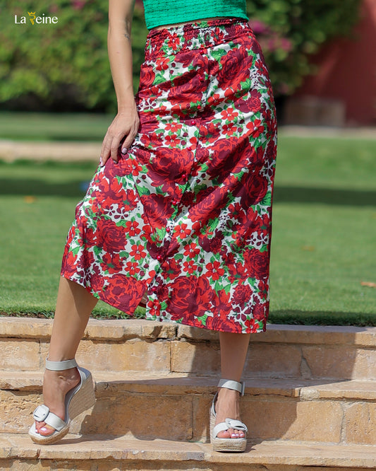 La Reine Floral Button Front Skirt