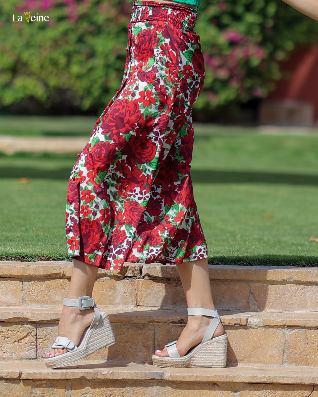 La Reine Floral Button Front Skirt