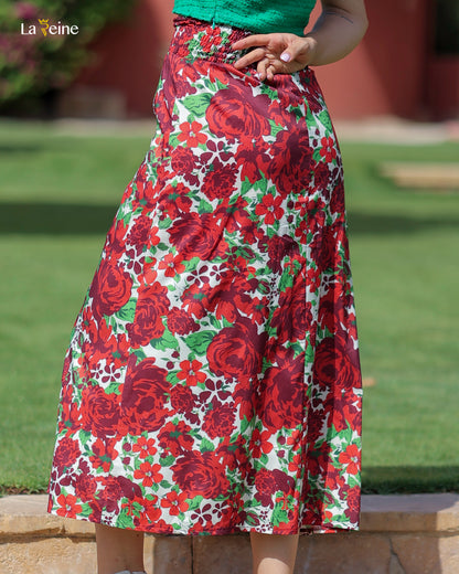 La Reine Floral Button Front Skirt