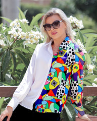 La Reine Two Tone White and Stained Colors Blouse