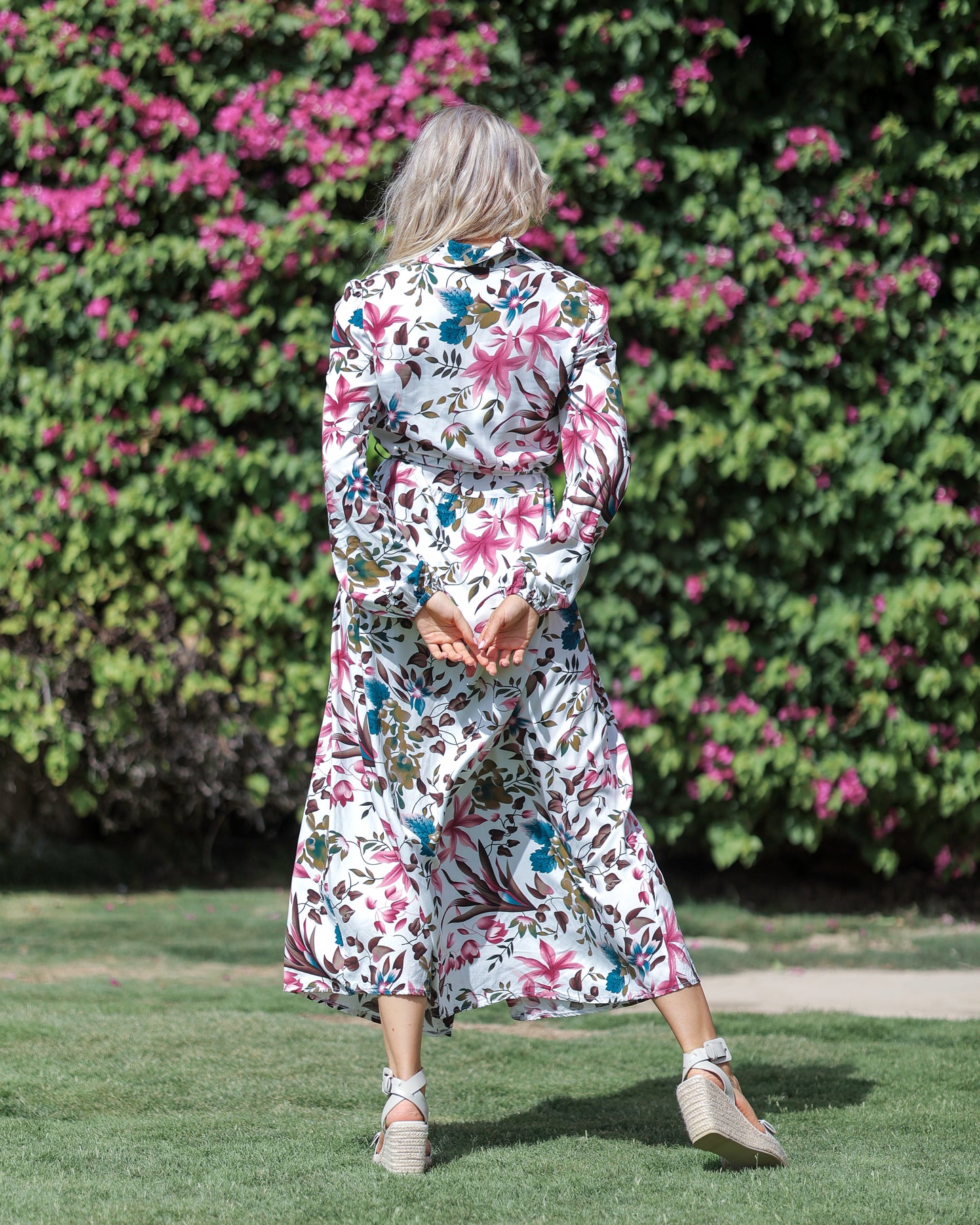 La Reine Floral Lantern Sleeve Maxi Dress