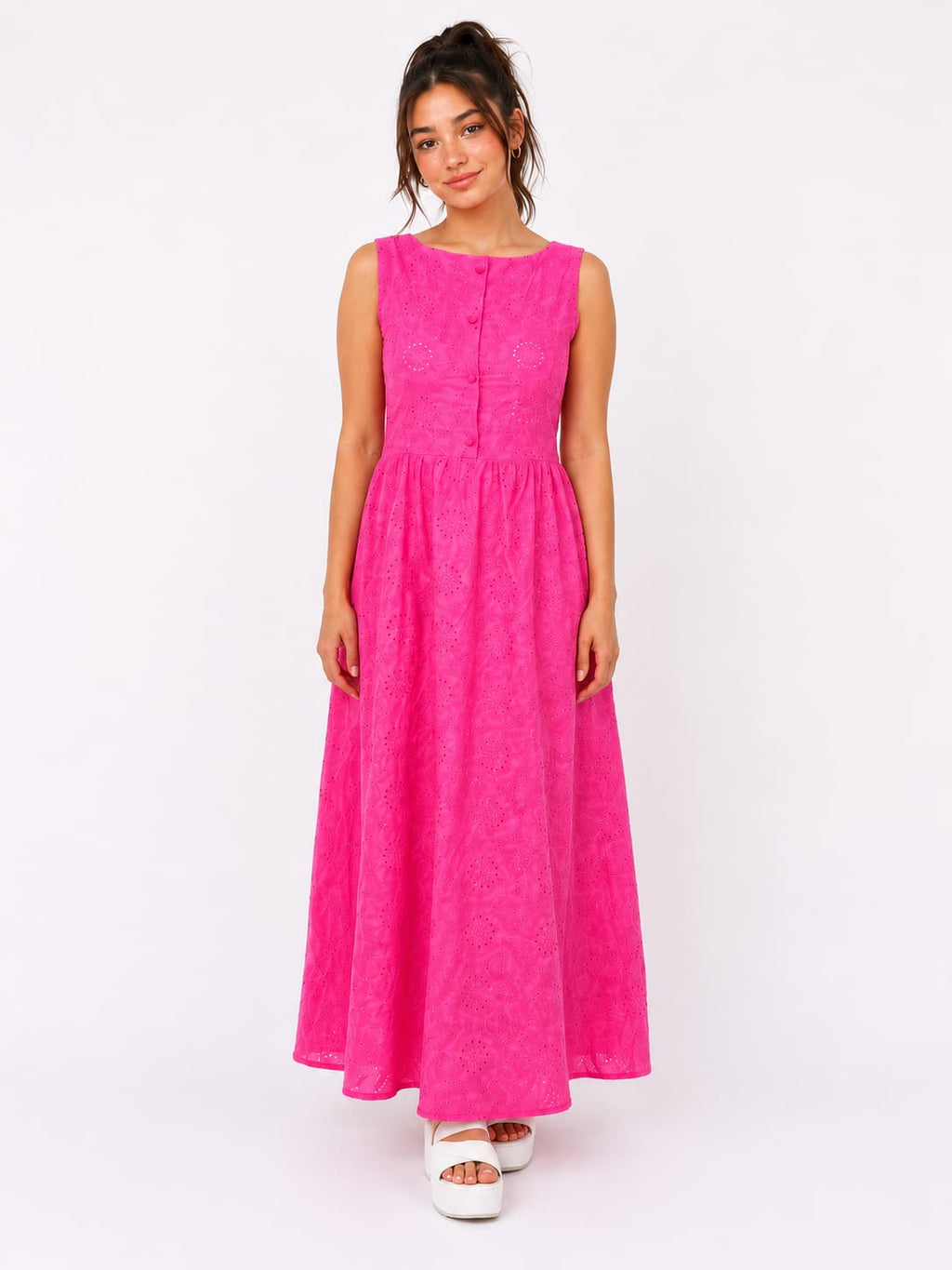 Rosabelle Bloom Midi Dress, Fuchsia