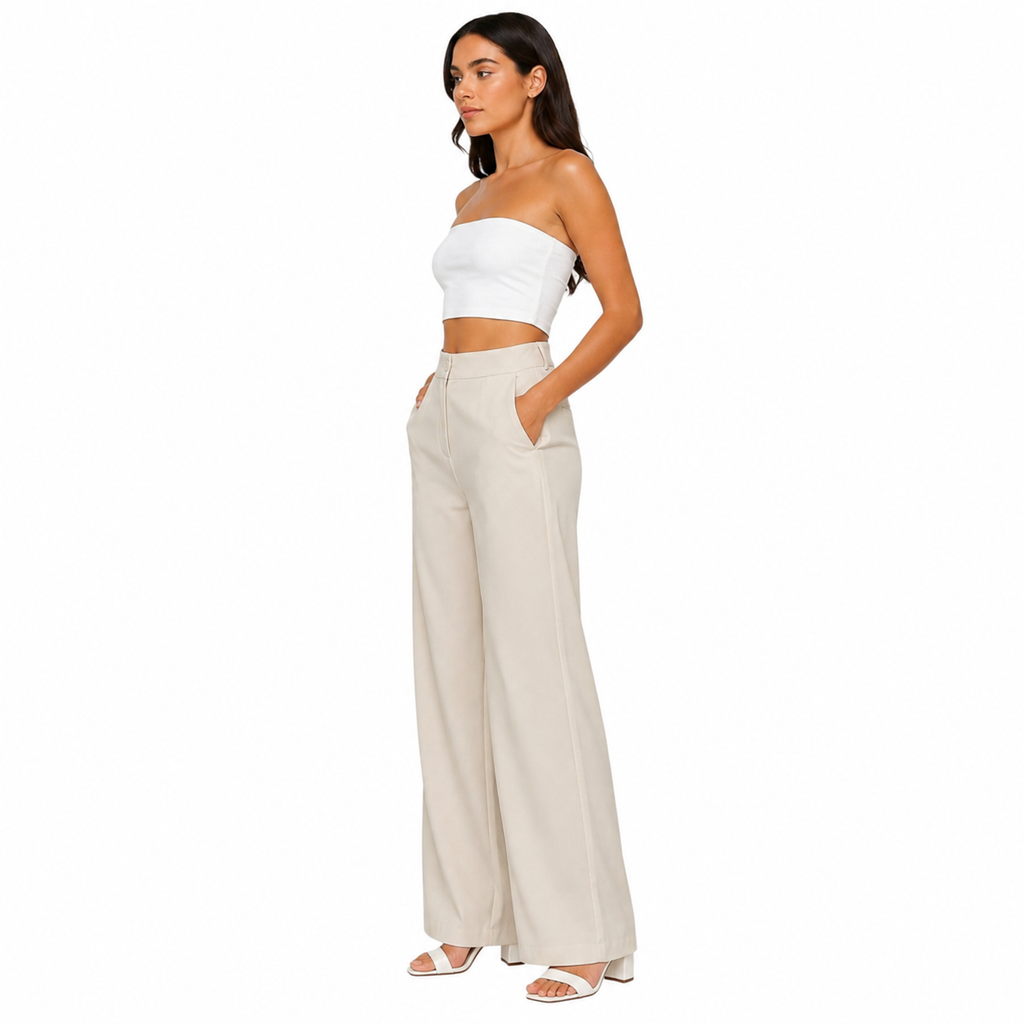 Strawide Pants, Beige
