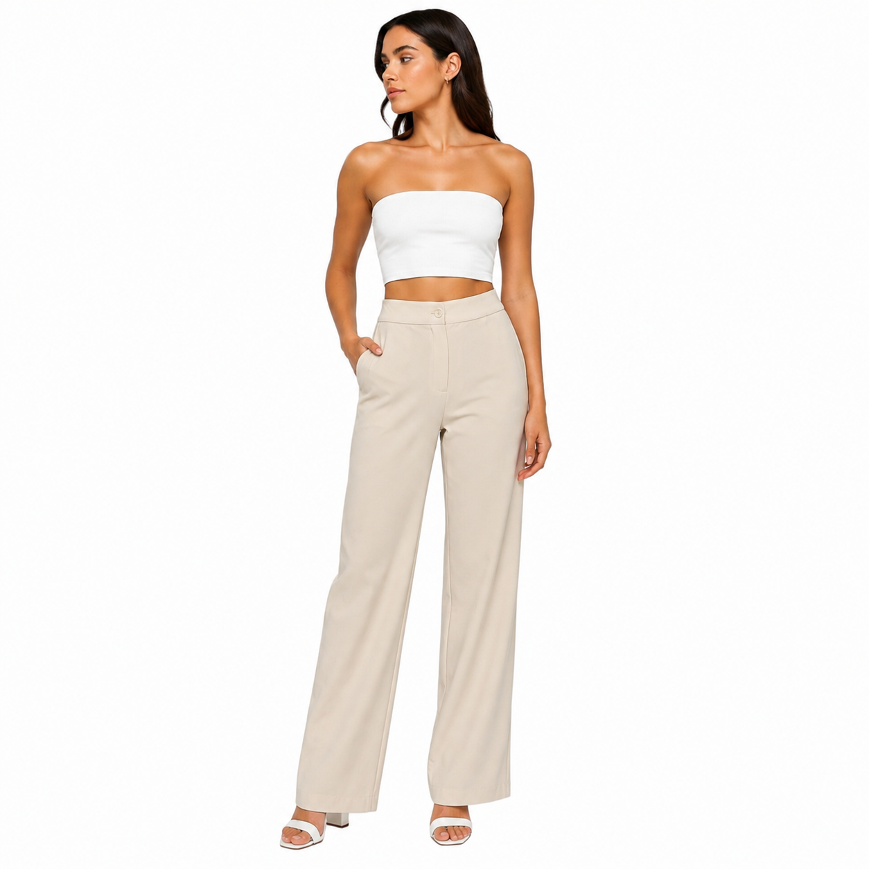 Strawide Pants, Beige