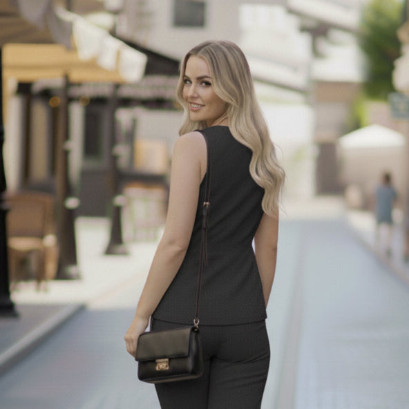 La Reine Pure Linen Black Classic Vest